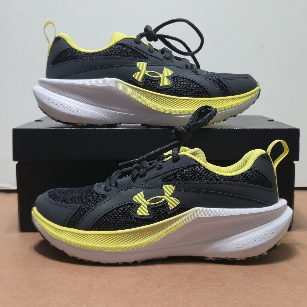 Under Armour BGS Assert 11 Boys Running Shoes 3.5Y Gray Yellow Athletic Sneakers